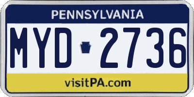 PA license plate MYD2736