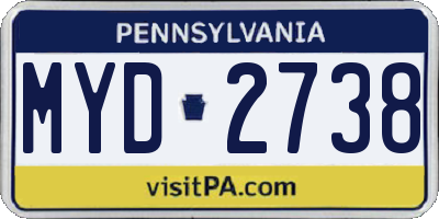 PA license plate MYD2738