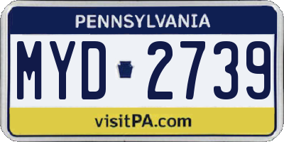 PA license plate MYD2739