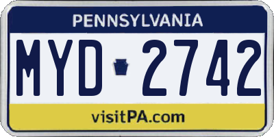 PA license plate MYD2742