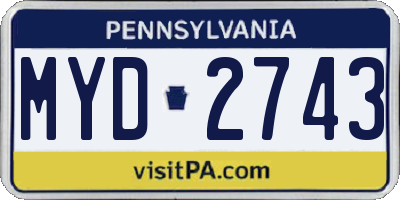 PA license plate MYD2743