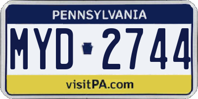 PA license plate MYD2744