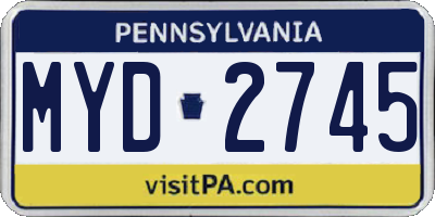 PA license plate MYD2745