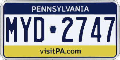 PA license plate MYD2747