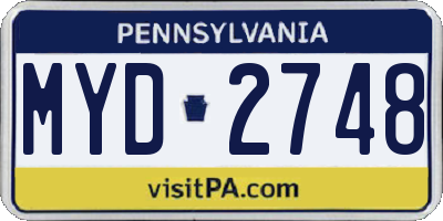 PA license plate MYD2748