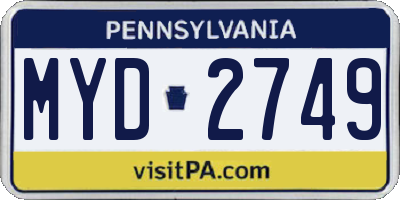 PA license plate MYD2749