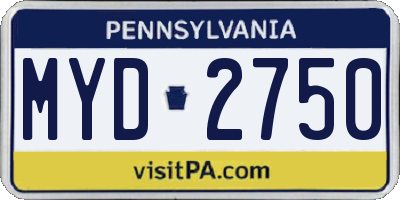 PA license plate MYD2750