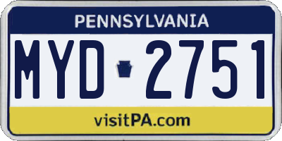 PA license plate MYD2751