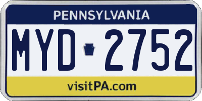 PA license plate MYD2752