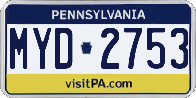 PA license plate MYD2753