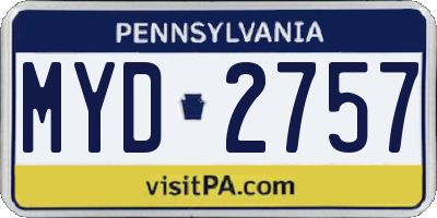 PA license plate MYD2757