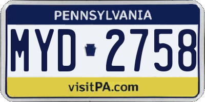 PA license plate MYD2758