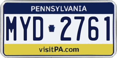PA license plate MYD2761