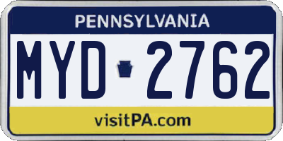 PA license plate MYD2762