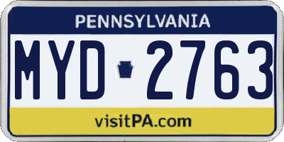 PA license plate MYD2763