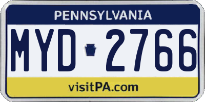 PA license plate MYD2766
