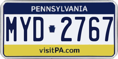 PA license plate MYD2767