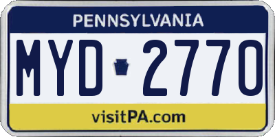 PA license plate MYD2770
