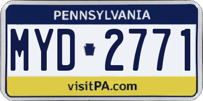 PA license plate MYD2771