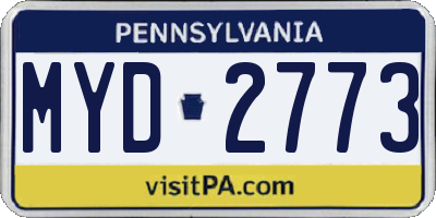 PA license plate MYD2773