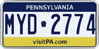 PA license plate MYD2774