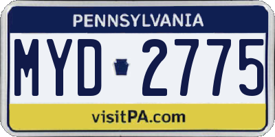 PA license plate MYD2775