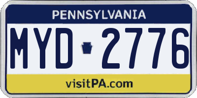 PA license plate MYD2776