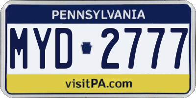 PA license plate MYD2777