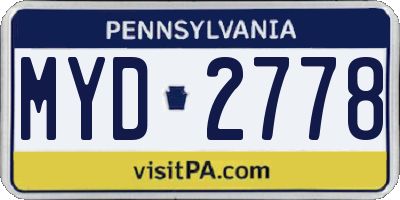 PA license plate MYD2778