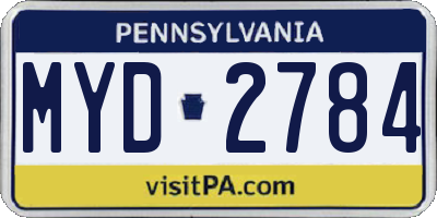 PA license plate MYD2784