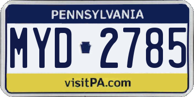 PA license plate MYD2785