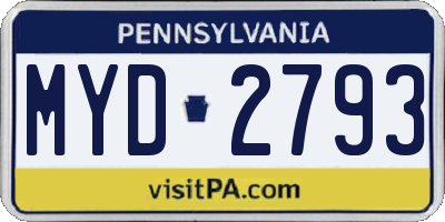 PA license plate MYD2793