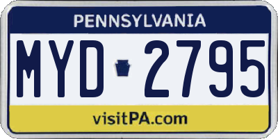 PA license plate MYD2795