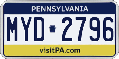 PA license plate MYD2796
