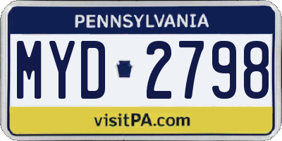 PA license plate MYD2798