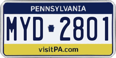 PA license plate MYD2801