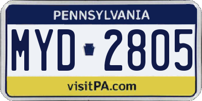 PA license plate MYD2805