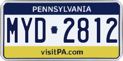 PA license plate MYD2812