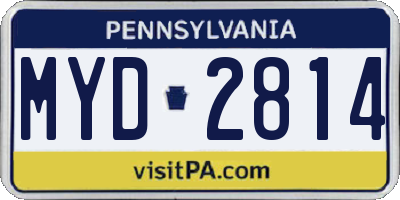 PA license plate MYD2814