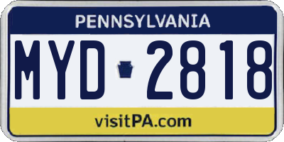 PA license plate MYD2818