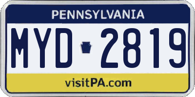 PA license plate MYD2819
