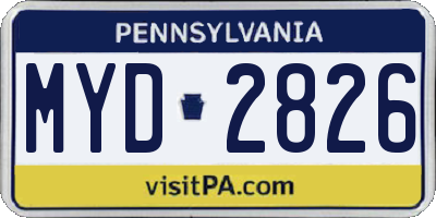PA license plate MYD2826