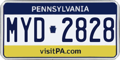 PA license plate MYD2828