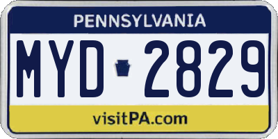 PA license plate MYD2829