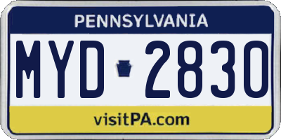 PA license plate MYD2830