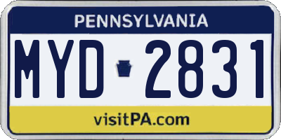 PA license plate MYD2831