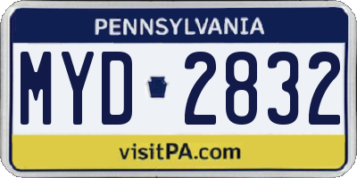 PA license plate MYD2832