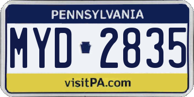 PA license plate MYD2835