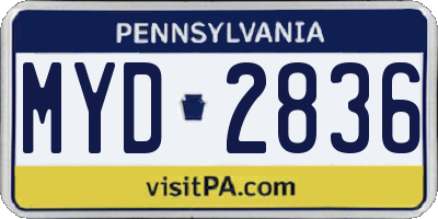 PA license plate MYD2836