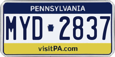 PA license plate MYD2837